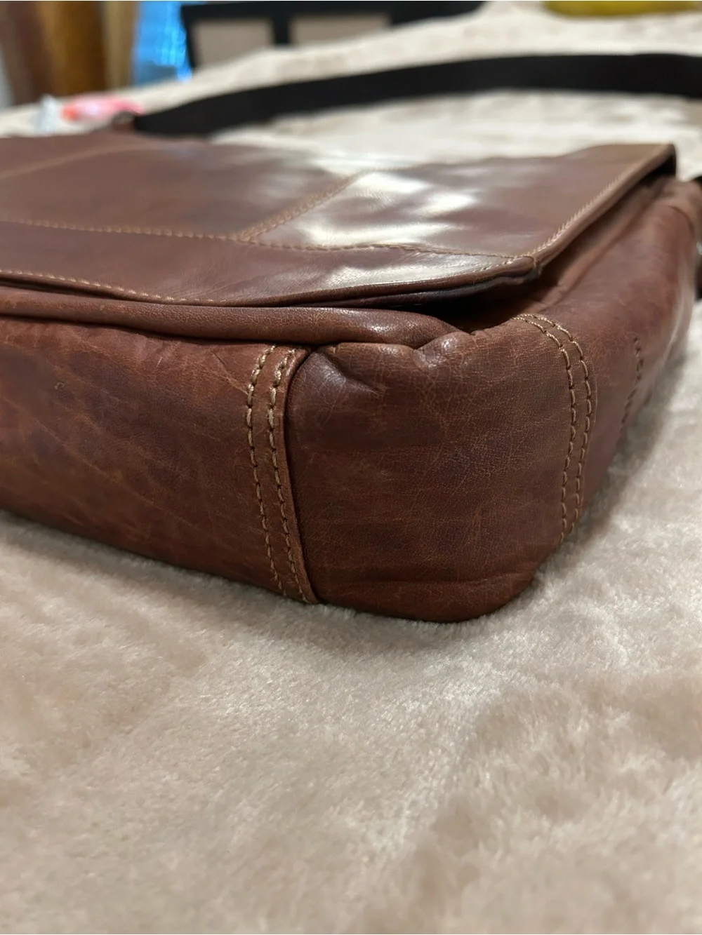 Jack Georges Voyager Buffalo Leather Messenger Bag Brown  - Great Cond! Unisex